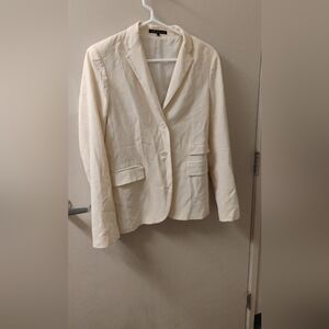 Theory Women's Wool Blend Cream Buttoned Blazer Sz 6